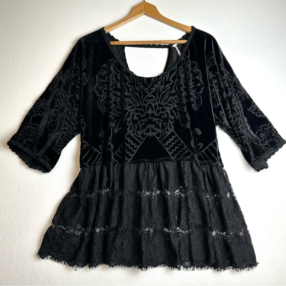 Free People Fortune Teller Velvet Burnout with Ruffle Tunic Boho